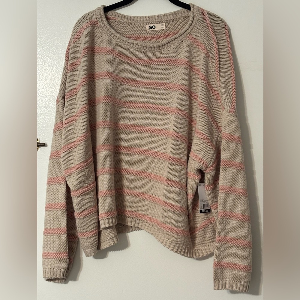 Kohl's XXL Cream and Pink Knit Sweater